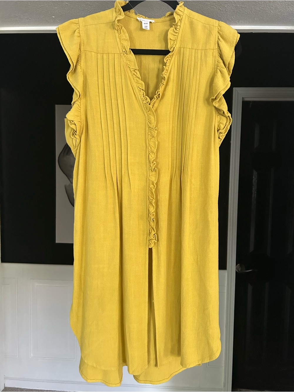 Tribal Jeans  Yellow Ruffle-Trim Midi Dress